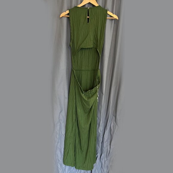 AMOUR VERT NWT Kelly Ribbed Open Back Long MIDI Dress in Pear | L NWT - Picture 5 of 8